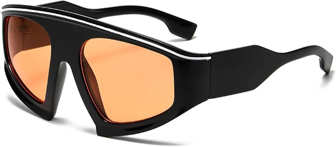 

Большие солнцезащитные очки для женщин и мужчин, велосипедные очки с градиентным рассеиванием света, солнцезащитные очки в стиле стимпанк, солнцезащитные очки с защитой от УФ-излучения UV400 TKKTLLT, Black Orange