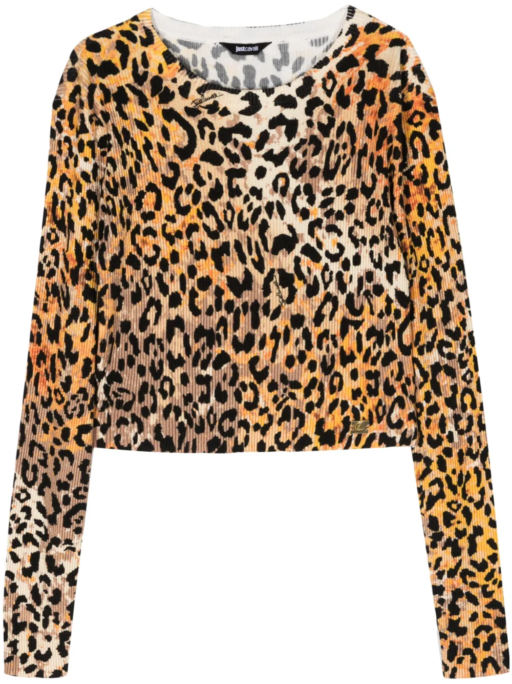 

Трикотажный топ с анималистичным принтом Just Cavalli, коричневый