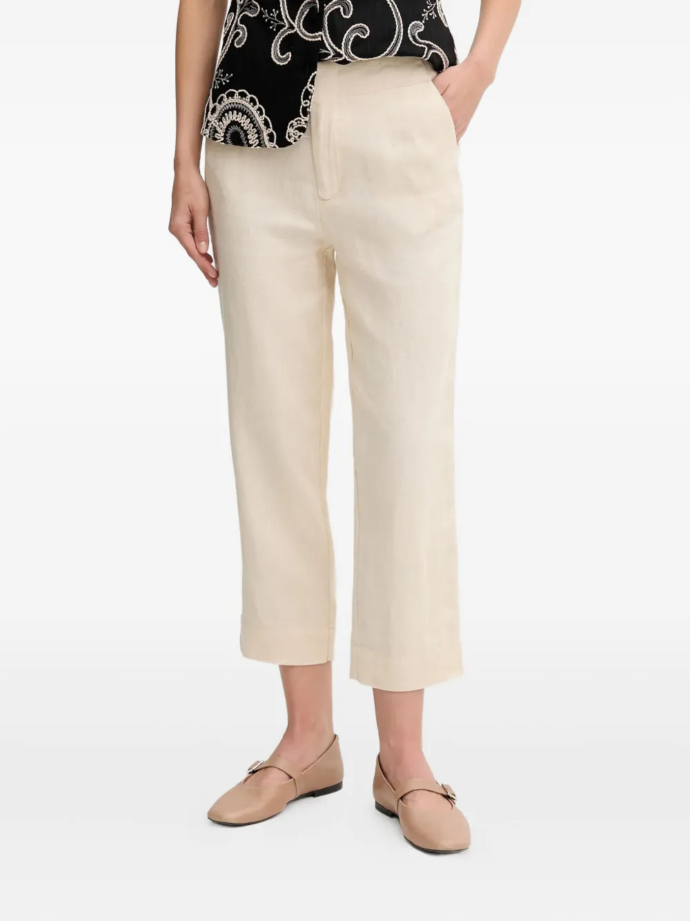 

Укороченные брюки из льна Pedro Del Hierro, нейтральный