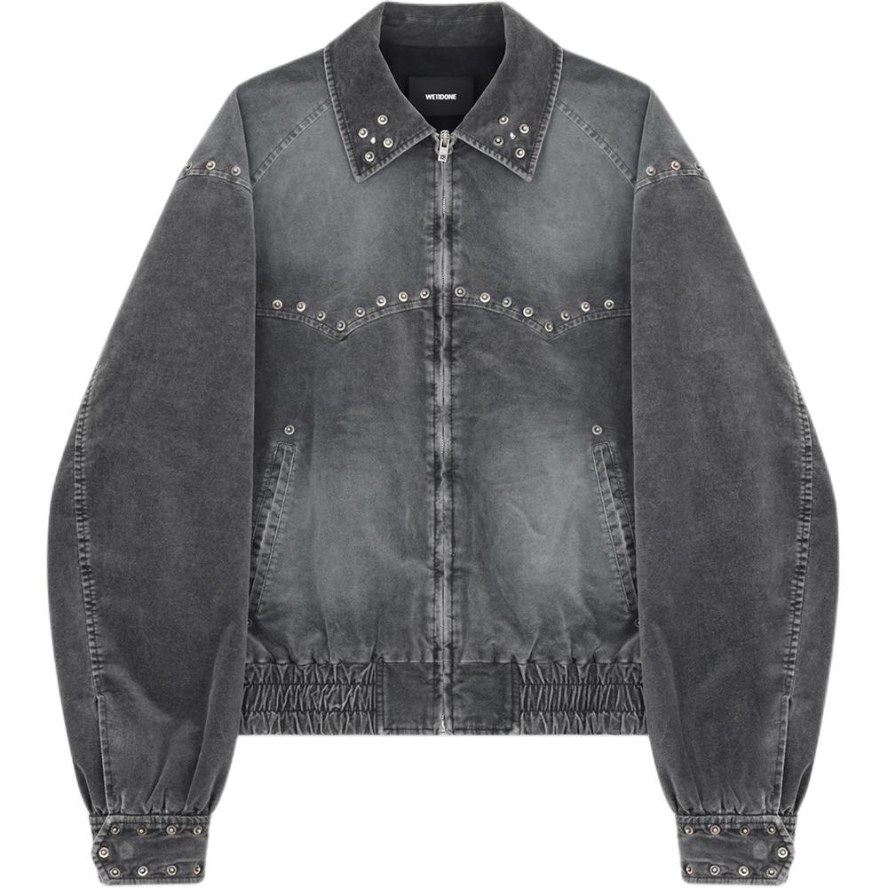 

Куртка с застёжкой-молнией и декоративными клёпками WE11DONE, серый