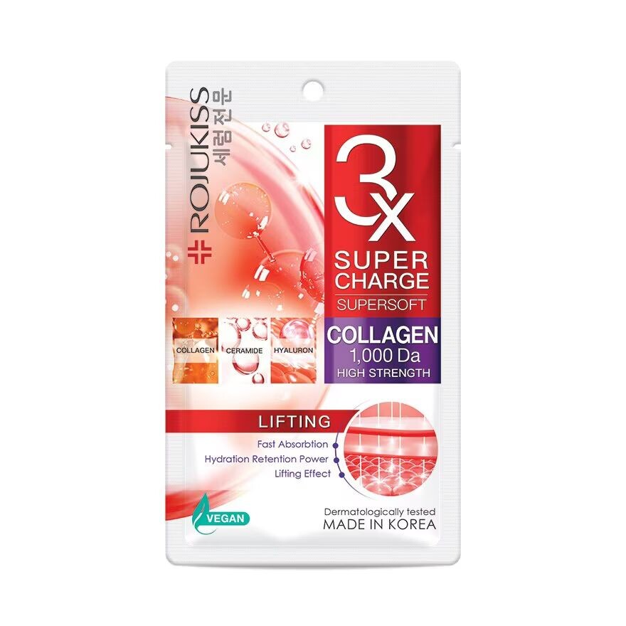 

Rojukiss Supercharge Supersoft Lifting Mask 1’S มาสก์หน้า ผิวแห้ง ลดริ้วรอย, Red