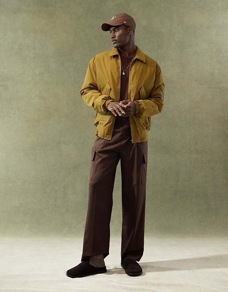 

Горчичный бомбер оверсайз с карманом MA1 ASOS DESIGN