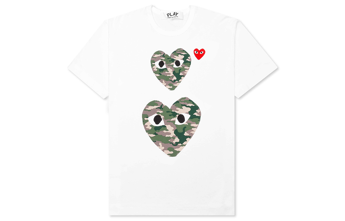 

CDG Play Футболка Comme Des Garcons Play Camouflage Double Heart, Бежевый, CDG Play Футболка Comme Des Garcons Play Camouflage Double Heart
