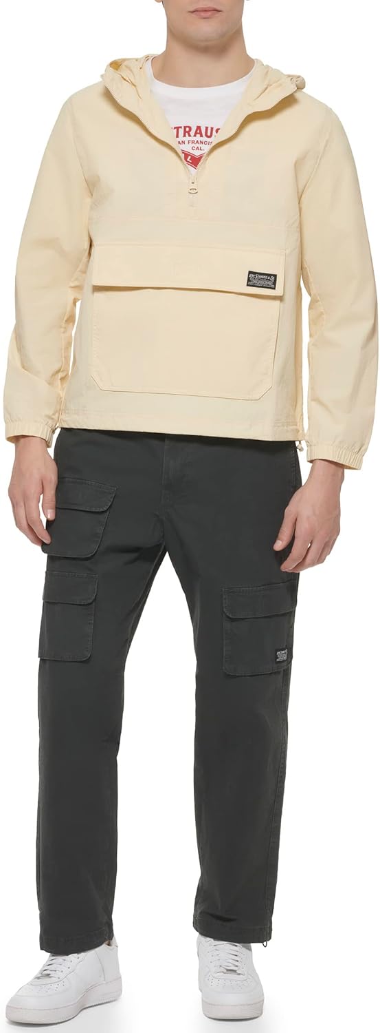 Мужская легкая куртка-ветровка с капюшоном Levi's Taslan Popover, Sand — фото 2