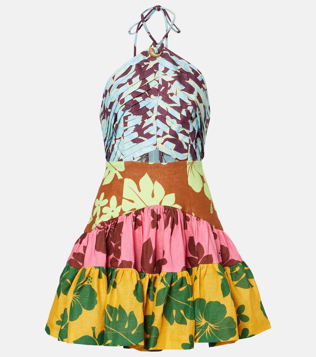 

Мини-платье с вырезом халтер и принтом маков Alémais, разноцветный