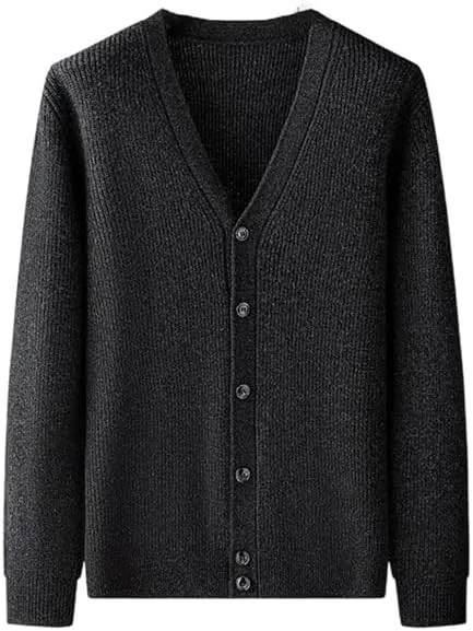 

Мужской вязаный кардиган с V-образным вырезом на пуговицах, мягкий и теплый