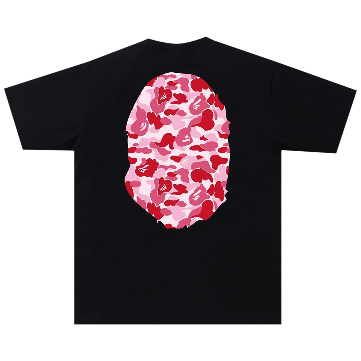 BAPE ABC Камуфляжная футболка с головой большой обезьяны, цвет черный/розовый — фото 2