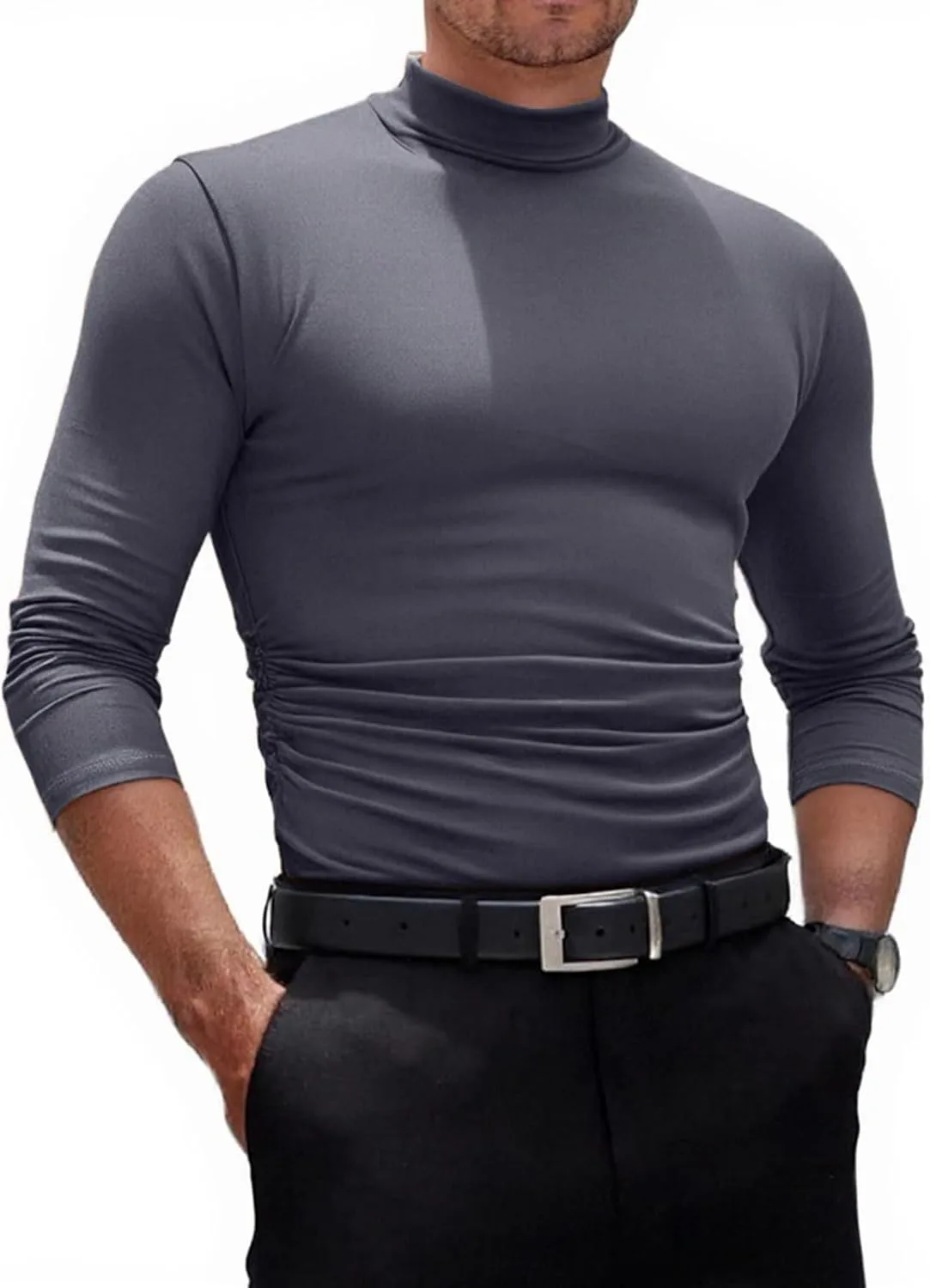 

Ymosrh мужская базовая термофутболка с длинным рукавом и воротником-стойкой, M-3XL