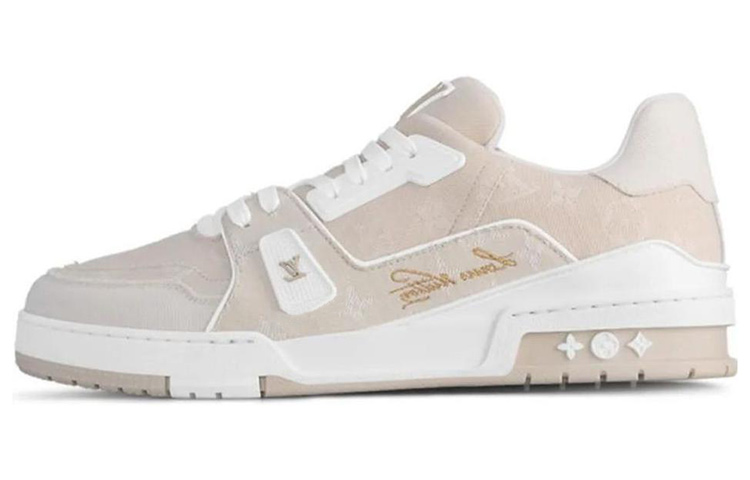LOUIS VUITTON Низкие кроссовки для скейтбординга Trainer, бежевые, унисекс