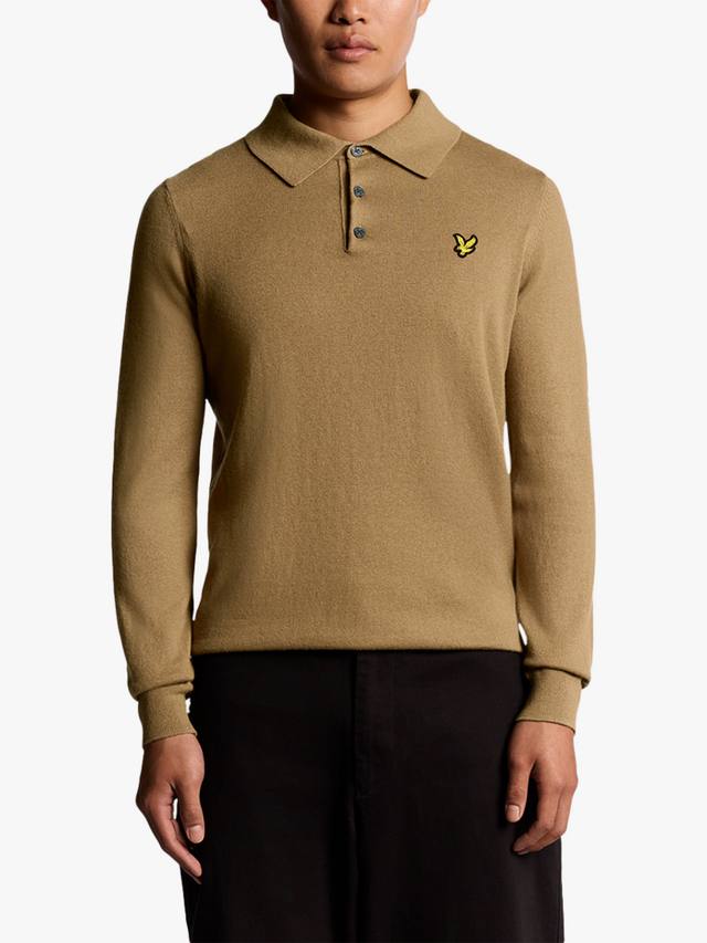 

Длинный рукав поло из смеси хлопка и мериносовой шерсти Lyle & Scott, X851 Tigers Eye