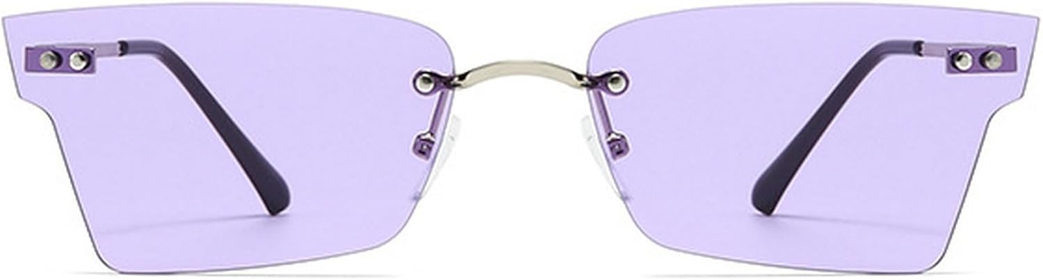 

Солнцезащитные очки без оправы прямоугольной формы для женщин и мужчин, модные солнцезащитные очки, маленькие квадратные солнцезащитные очки для женщин, летние очки для путешествий mincl, Purple