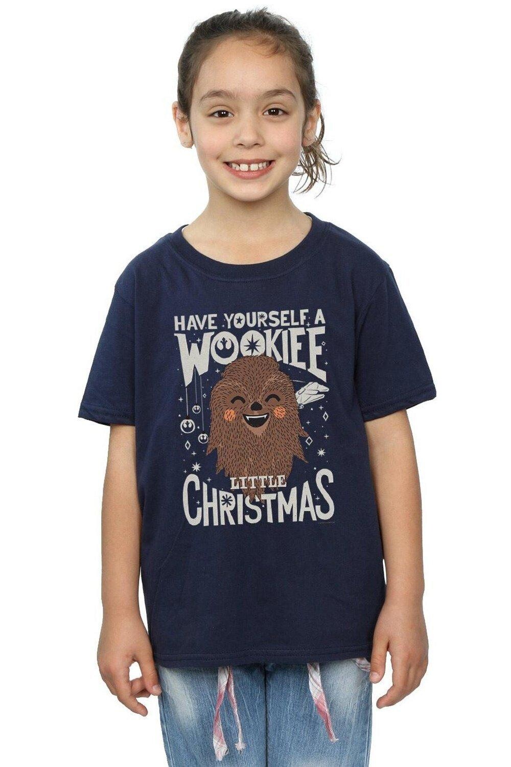 

Хлопковая футболка Wookie Little Christmas Star Wars, темно-синий