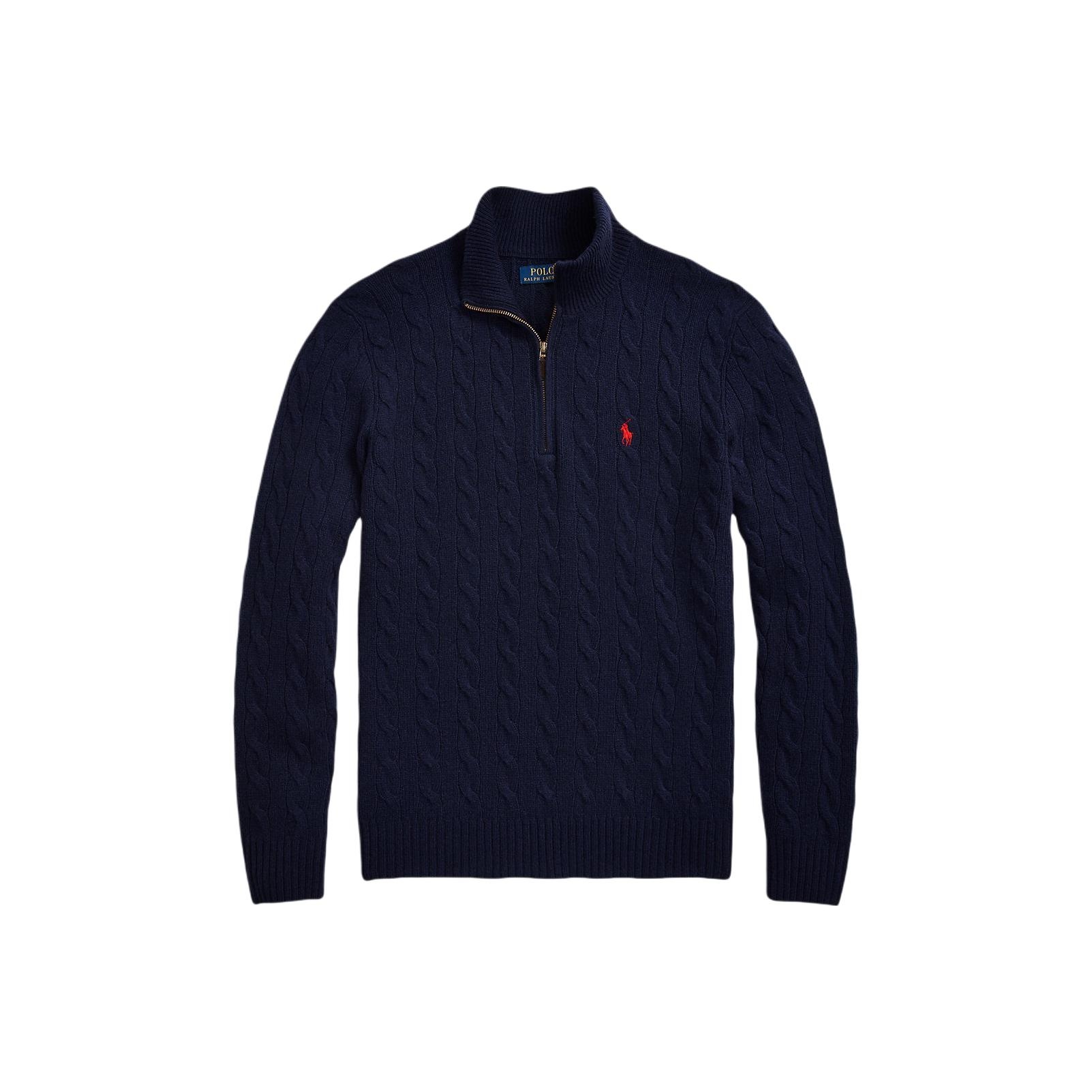 

Пони с вышивкой свитер ажурной вязки Polo Ralph Lauren, синий