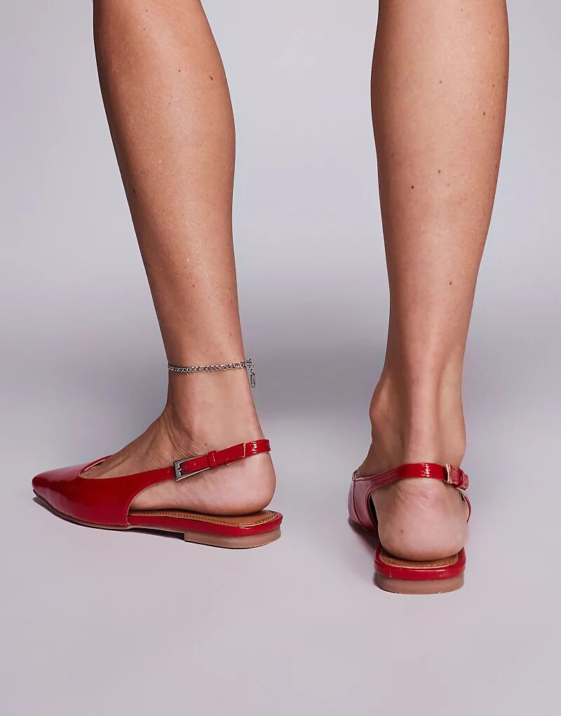 Балетки River Island с открытой пяткой красного цвета — фото 3