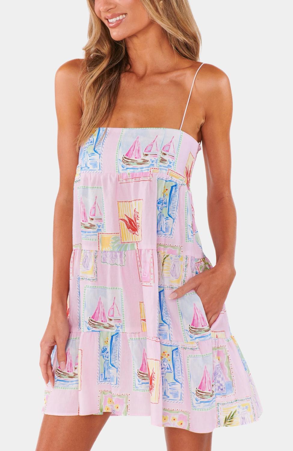 

Летнее платье-мини из льна Soleil Show Me Your Mumu, Summer Soleil Linen