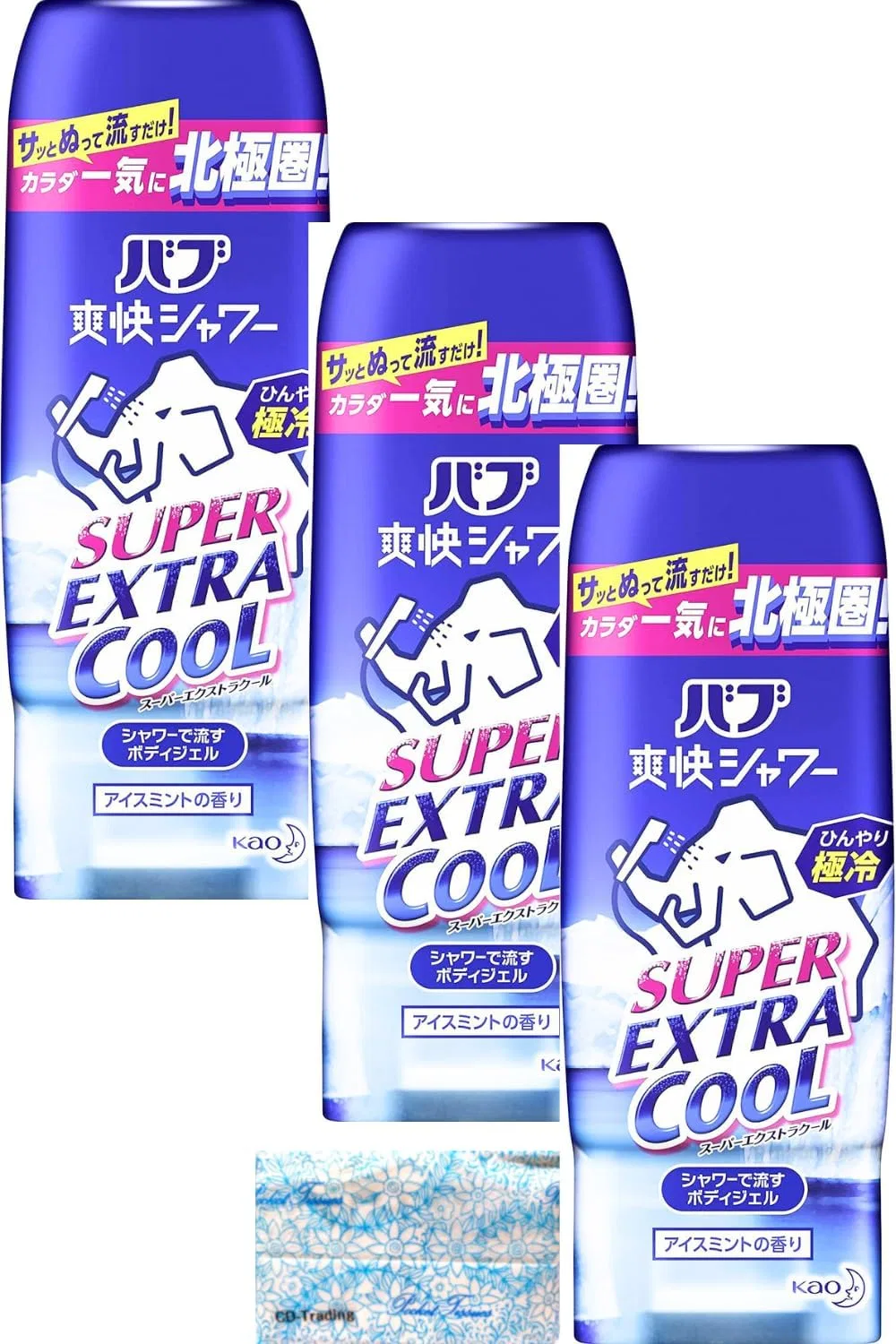 Охлаждающий гель для душа Bub Super Extra Cool, 3 шт. по 210 г, с ментолом и ароматом ледяной мяты