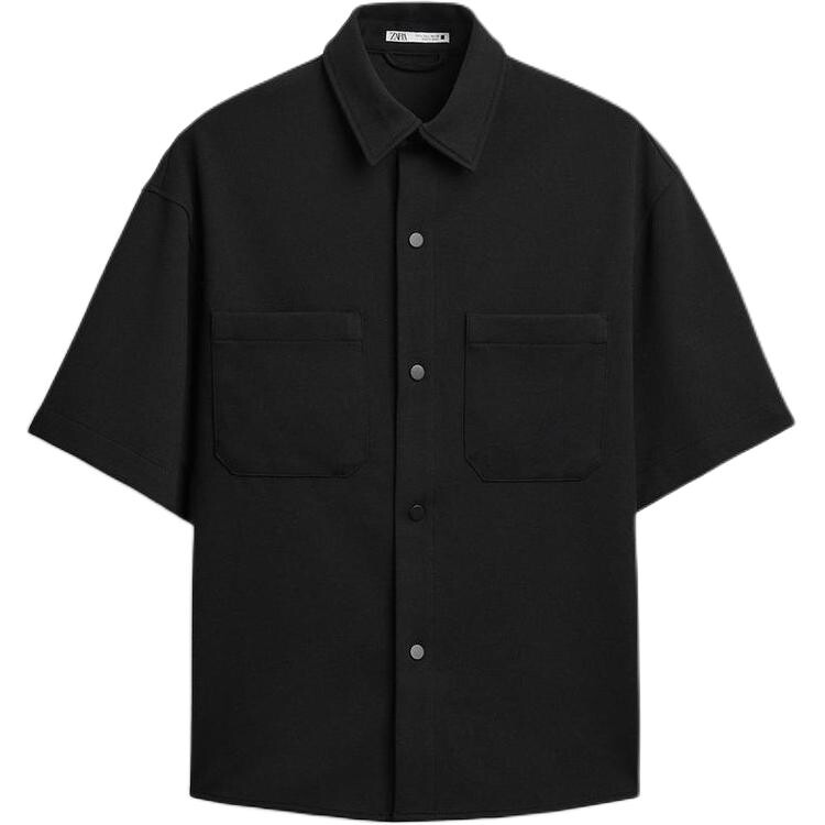 

Рубашка мужская черная Zara, черный