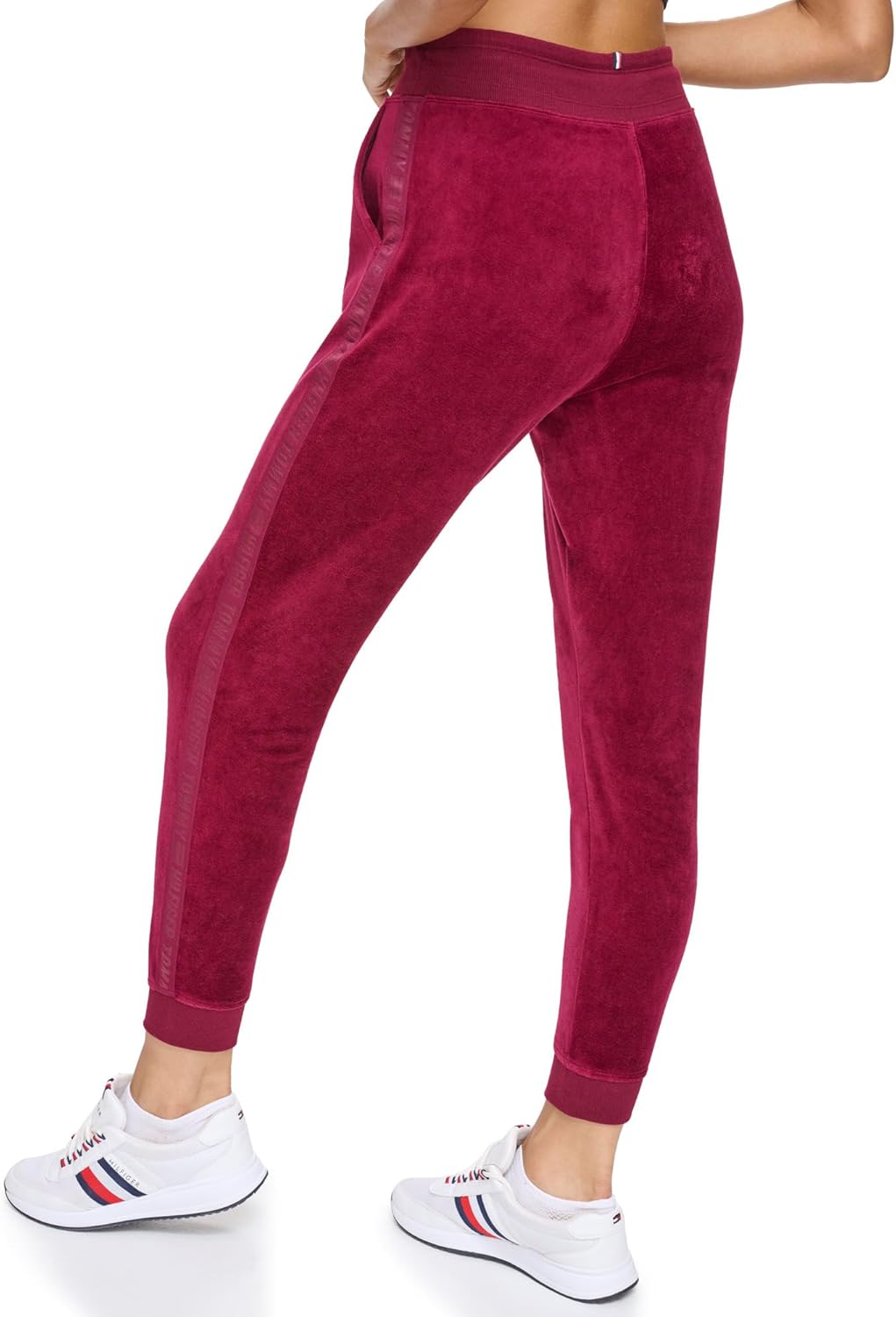 Женские облегающие велюровые брюки-джоггеры Tommy Hilfiger, Beet Red — фото 4