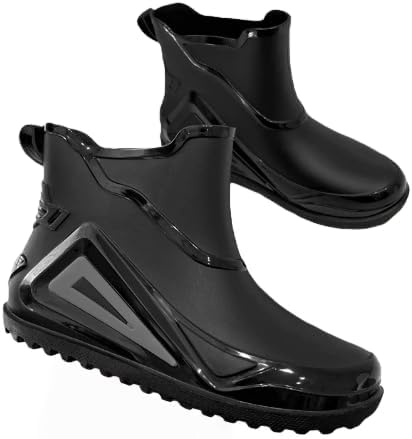 

Мужские короткие резиновые сапоги Hhhchpm, водонепроницаемые ПВХ для сада и дождливых дней, прочная повседневная обувь для мужчин, черный