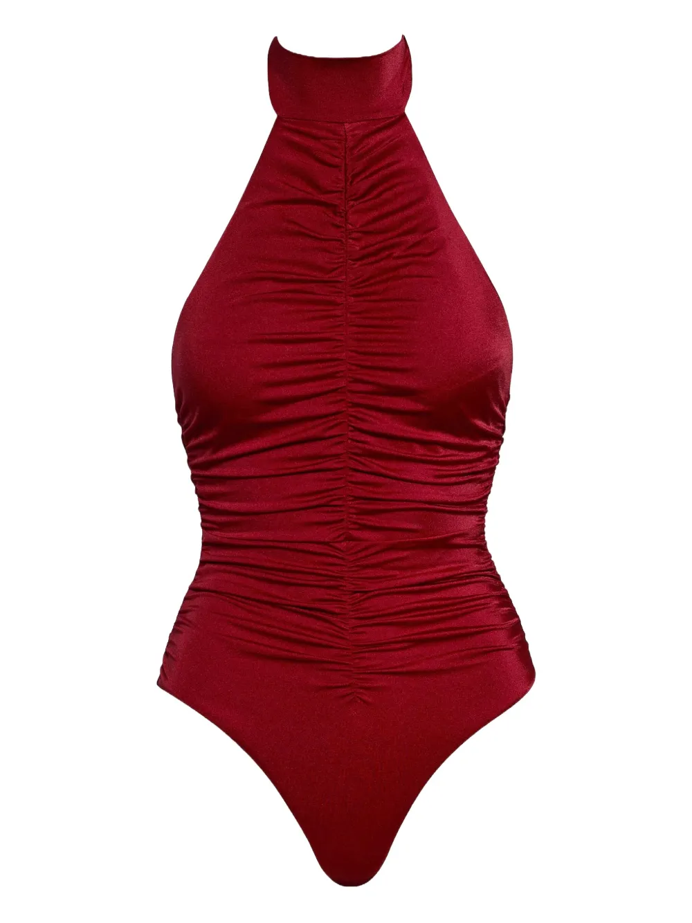 

Купальник с вырезом халтер и сборками Noire Swimwear, красный