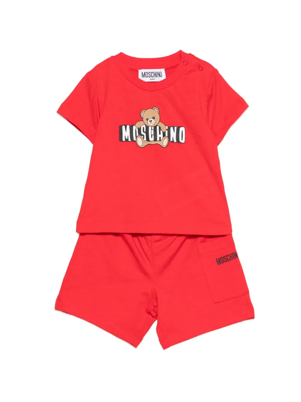 Комплект детского комбинезона с логотипом плюшевого мишки Moschino Kids, красный