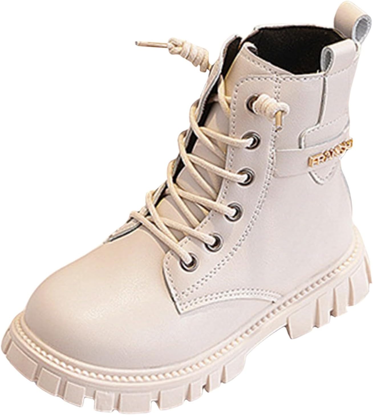 

Детские ботильоны для девочек на шнуровке, с молнией сбоку, кожаные, в стиле милитари и гот, короткие прогулочные ботинки Generic, #007