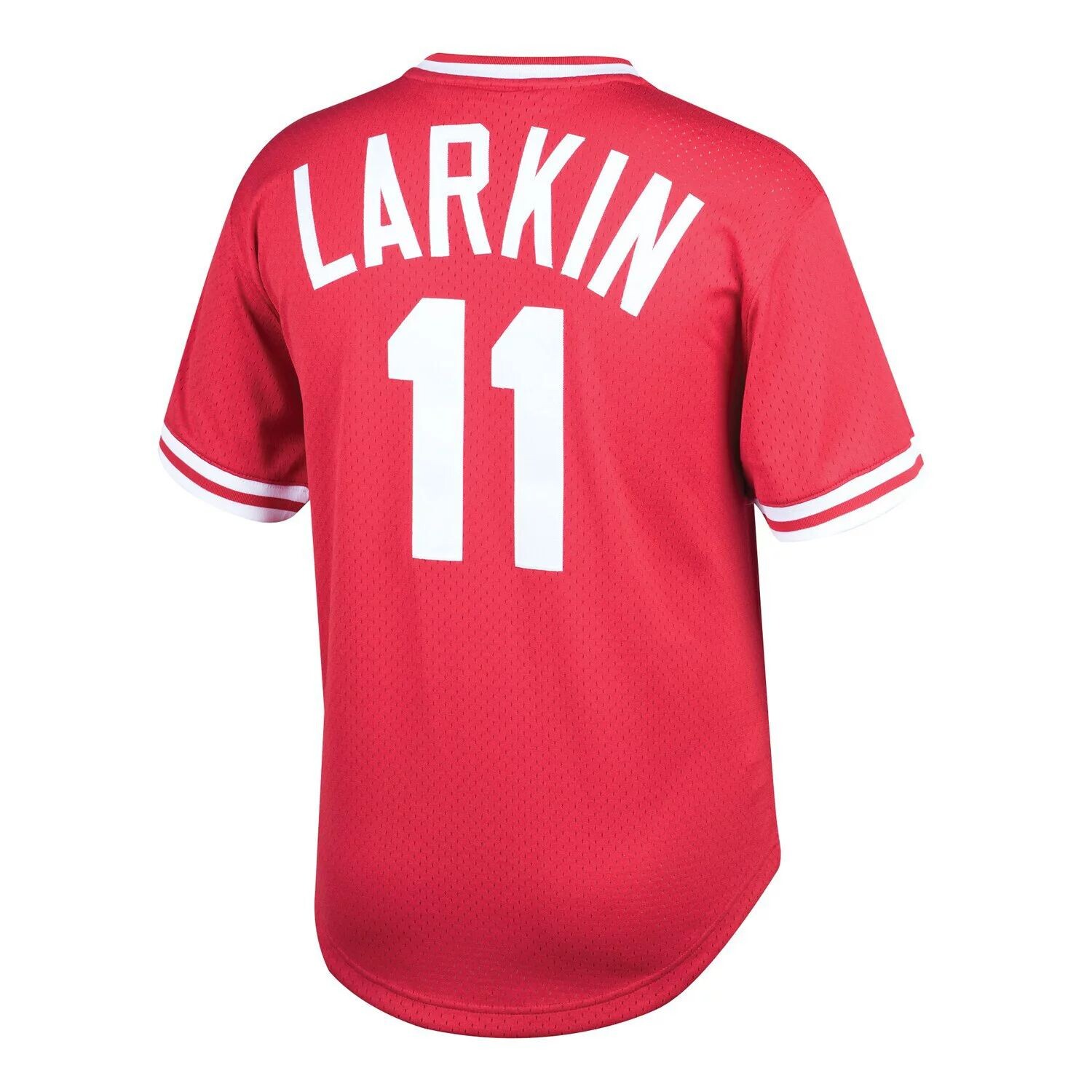 Молодежная футболка Mitchell & Ness Barry Larkin Red Cincinnati Reds Cooperstown Collection с сеткой для тренировки ватина Unbranded — фото 3