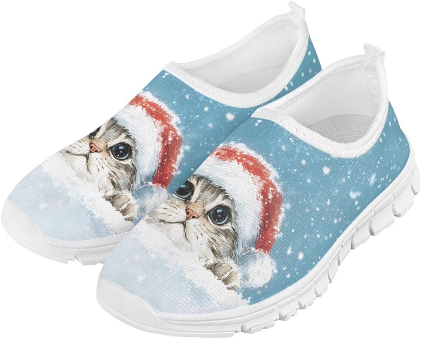 

Кроссовки с легким надеванием Doojoayie для мальчиков, дышащие, для активных детей, летние спортивные кроссовки, Christmas Cat Print