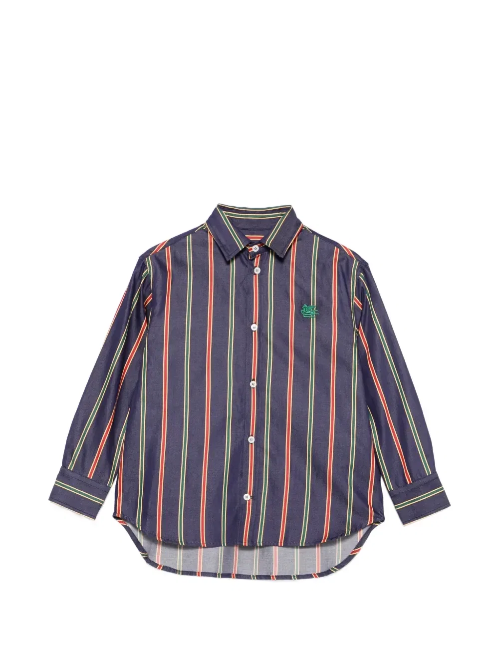 Рубашка в полоску с вышивкой Пегаса ETRO KIDS, синий
