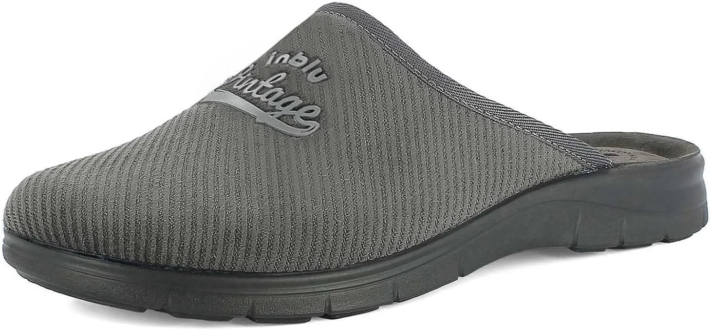 Мужские тапочки inblu Pantofole Uomo Vintage Con Plantare in Vera Pelle E Suola Sintetica, Altezza Tacco 3 см, серый