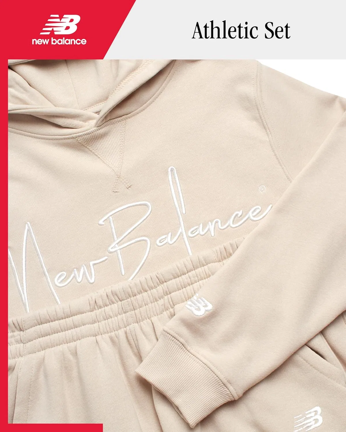 Детский спортивный костюм с капюшоном New Balance, 2 предмета, Timberwolf Tan — фото 3