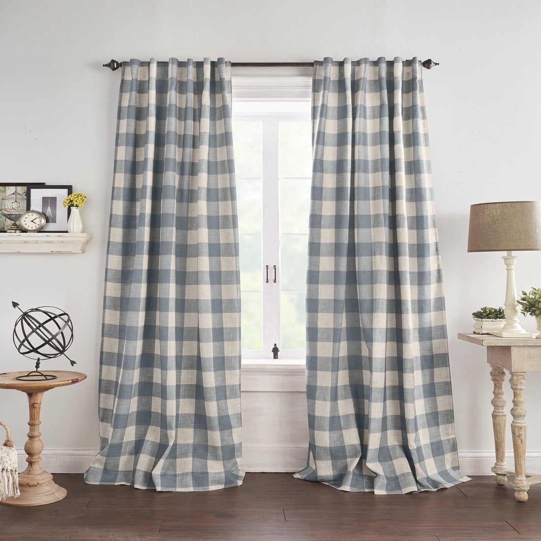 

Шторы в клетку Grainger Buffalo Check Elrene Home Fashions, серый/белый