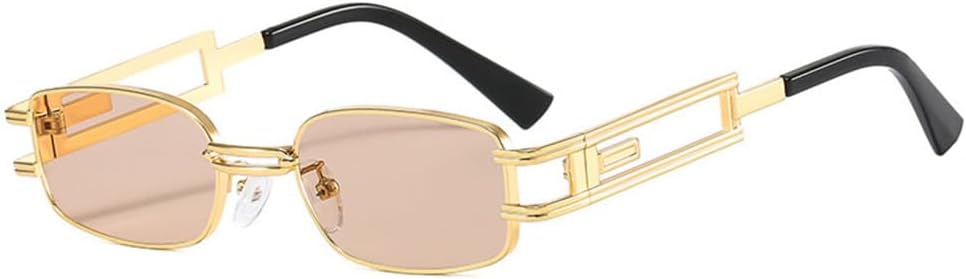 

Металлические прямоугольные солнцезащитные очки для женщин в стиле стимпанк, мужские ретро-очки в стиле панк, очки с защитой от УФ-излучения UV400, очки для вождения LANGSER, C5gold-lightbrown