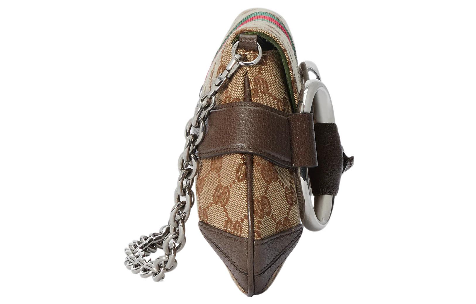 Кожаная наплечная сумка Gucci Horsebit 1955 с клатчем — фото 4