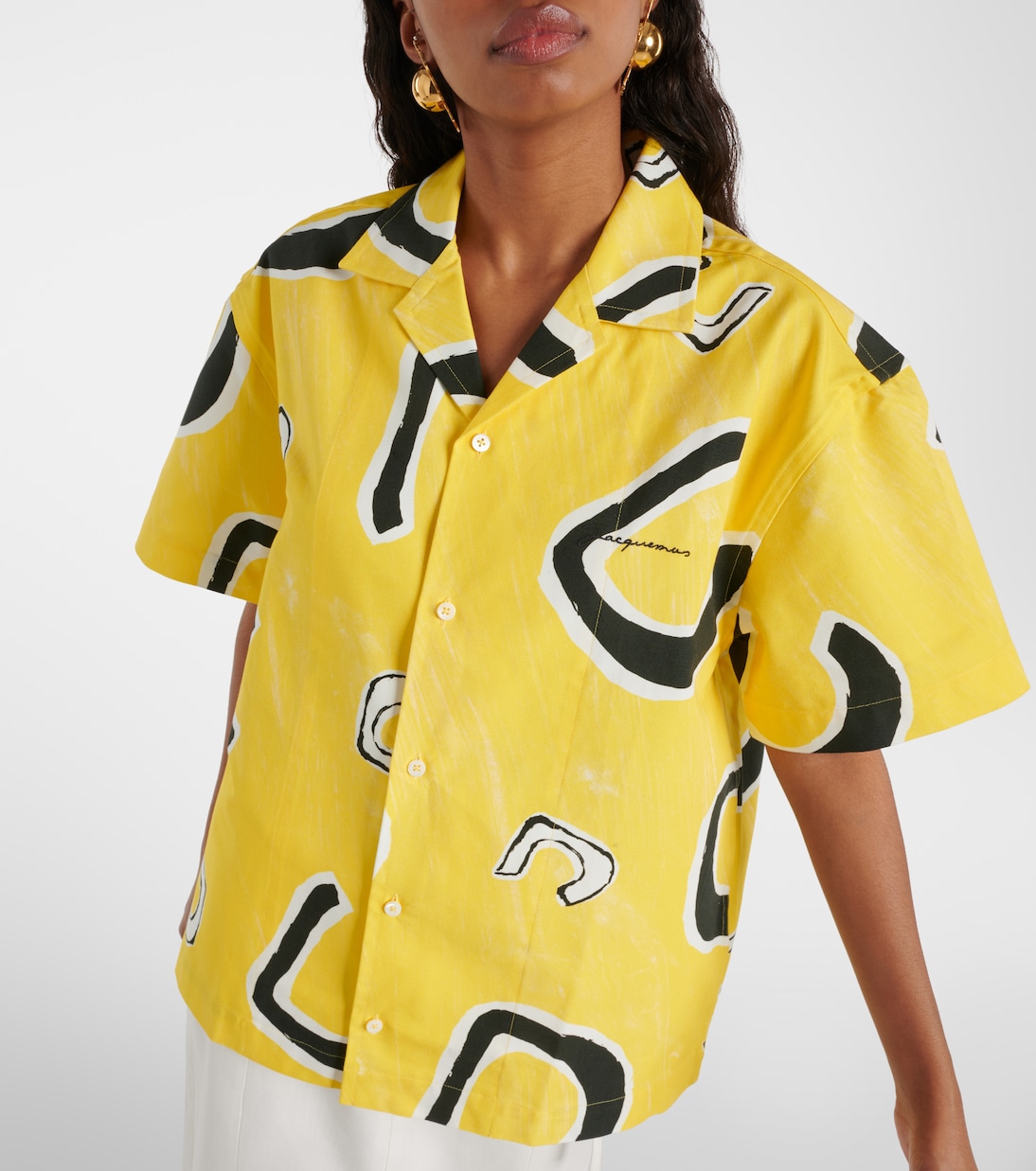 Рубашка для боулинга из хлопка с принтом La Chemise Jean Jacquemus, Monogramme Black Yellow — фото 4
