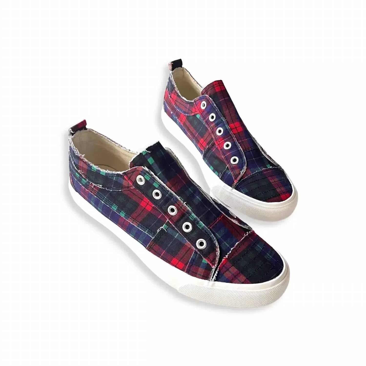 Женские кроссовки Tartan Babalu в темно-синюю клетку Corkys Footwear — фото 2
