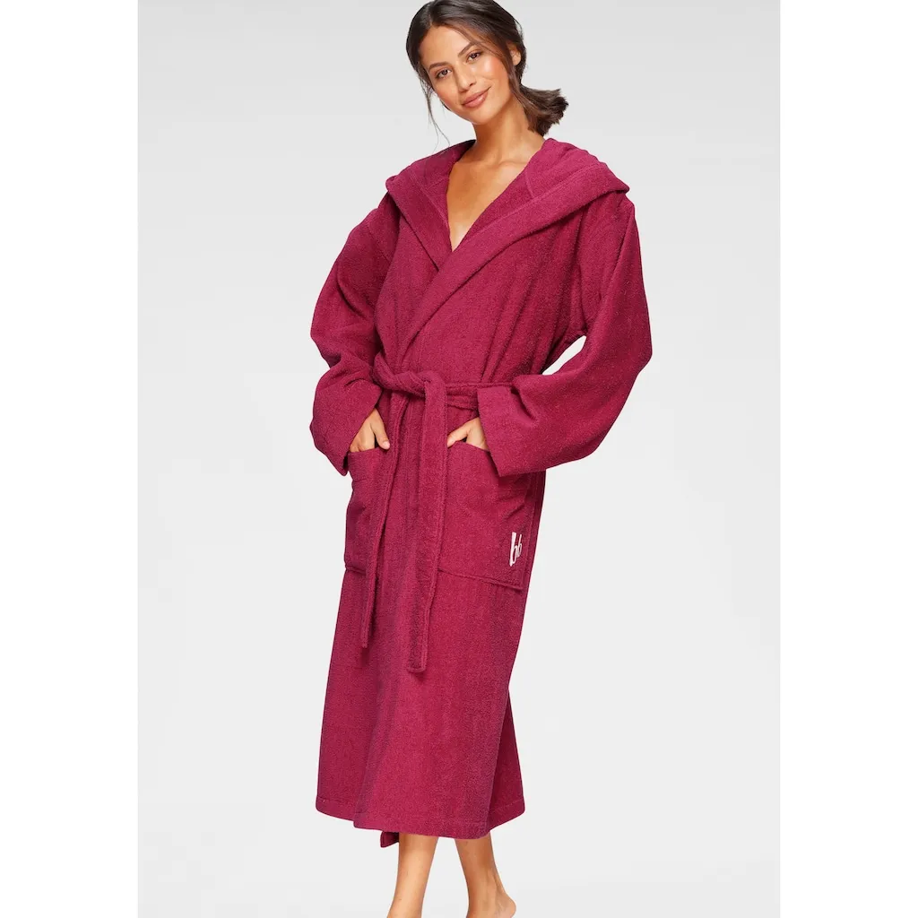 

Унисекс-халат Robby, идеально подходит для сауны и СПА, стандартной длины и удлиненный 1 шт., женские и мужские халаты, хлопок, с карманами, сауна, размеры XS-3XL Bruno Banani, Beere