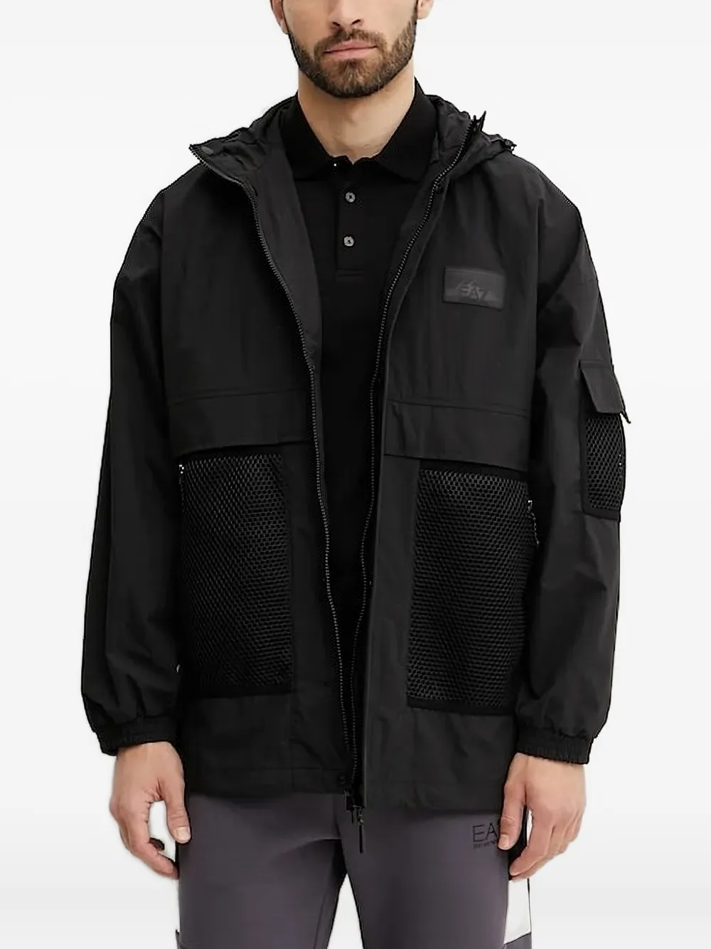 

Куртка с капюшоном и сетчатыми вставками Ea7 Emporio Armani, черный
