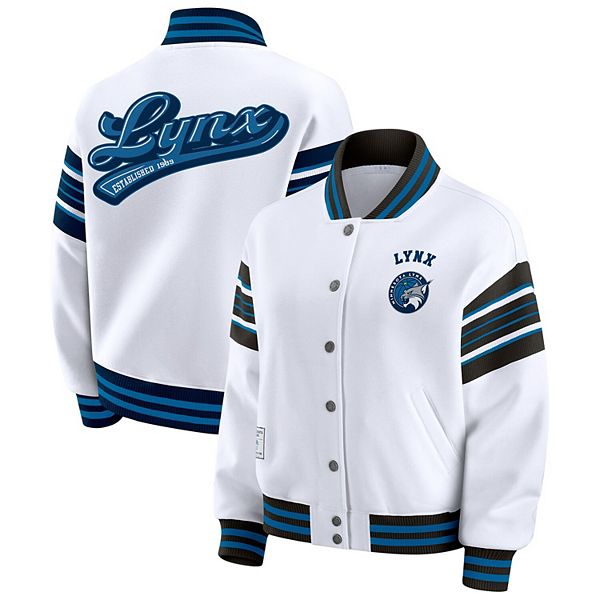 

Женская бело-черная толстовка-бомбер Minnesota Lynx plus size на молнии Wear By Erin Andrews