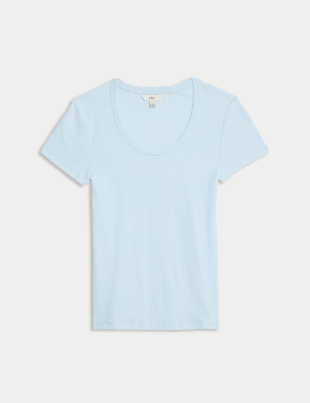 

Футболка с глубоким вырезом из хлопка Marks & Spencer, цвет Ice blue