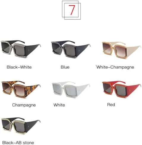 

Солнцезащитные очки Oversized Cooling Crystal Sunglasses 2027 с крупной оправой, зеркальным затемнением и декоративными заклепками, для женщин MTZJH, Black