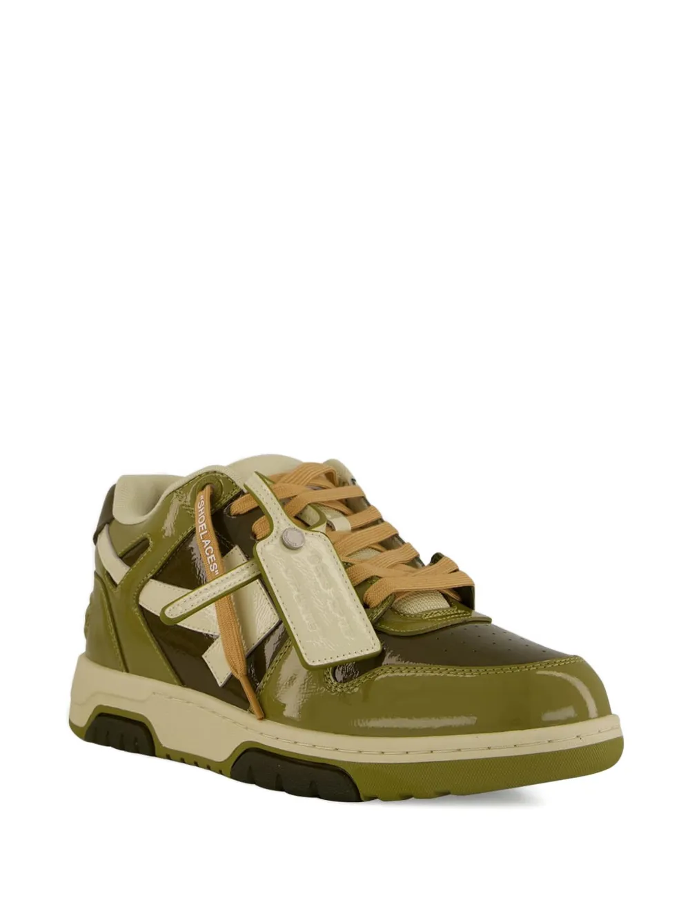 Кроссовки из лакированной кожи "OOO" Out Of Office Off-White, зеленый — фото 2