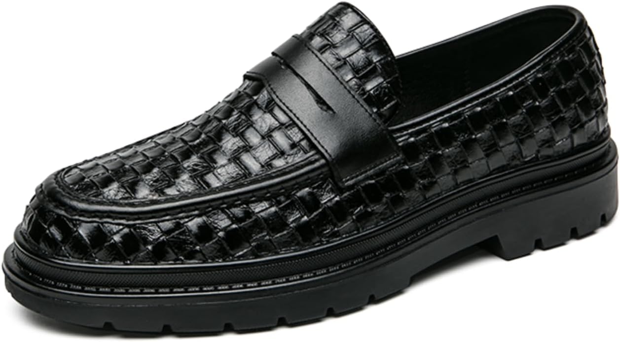 

Мужские модные лоферы из текстурной кожи, стильная официальная обувь- идеально подходят для деловых встреч, работы в офисе и ежедневных поездок Aokisx, черный