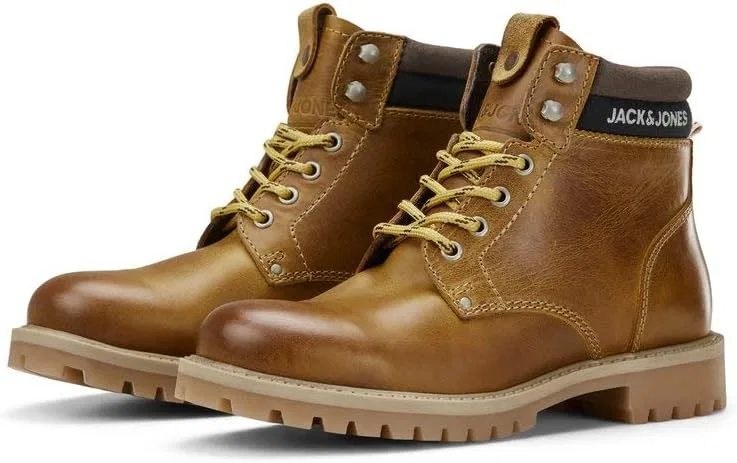 Мужские кожаные ботинки Jack & Jones Jrstatton медового цвета, Honey — фото 3