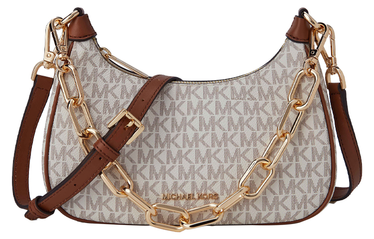 

MICHAEL KORS Искусственная кожа седельная сумка кроссбоди сумка-багет через плечо женская ванильно-белая и желудево-коричневая