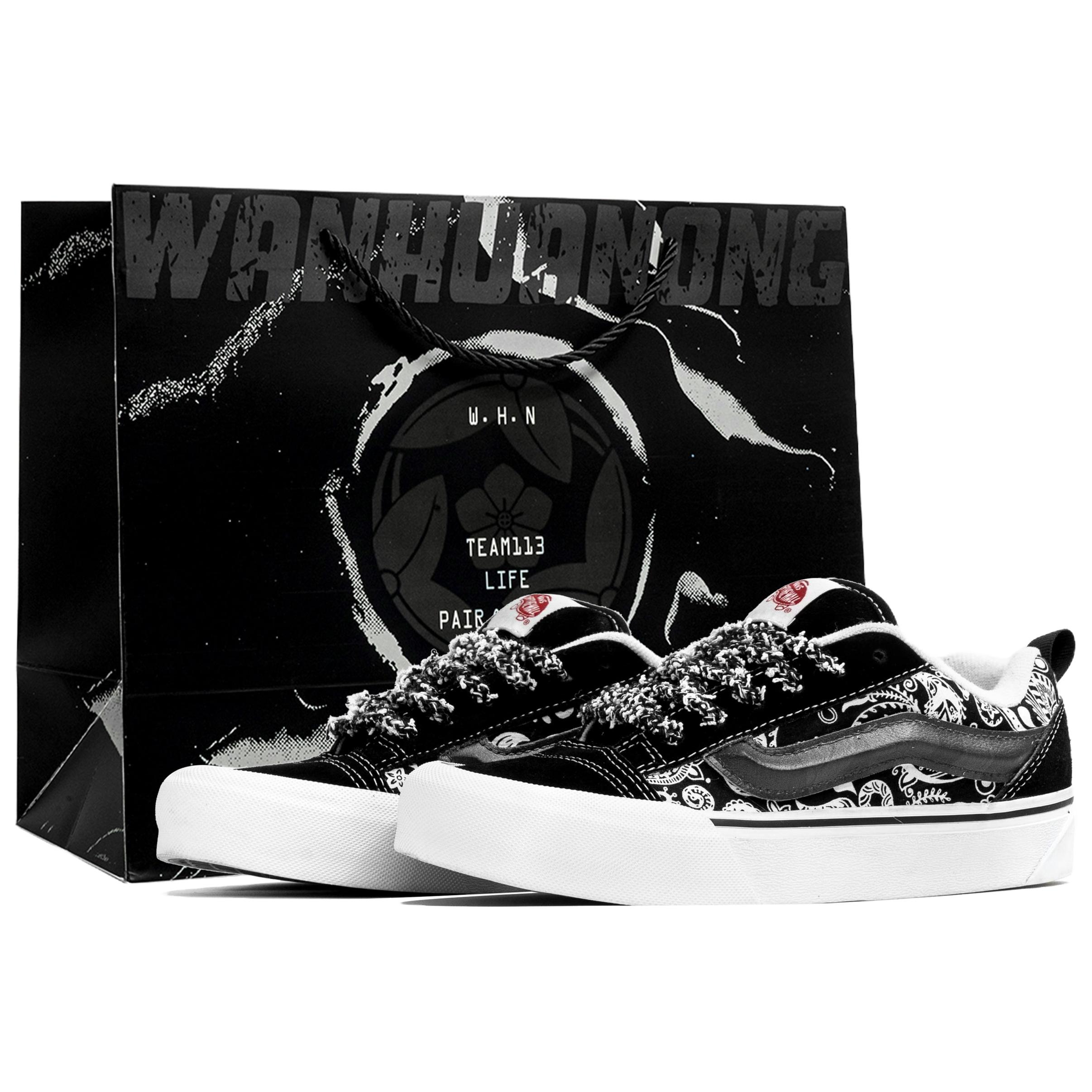 

Vans Knu Skool Kaleidoscope, Floral Realm, Shopping Bag, мужские скейтерские кроссовки низкие, устойчивые к истиранию, черно-белые