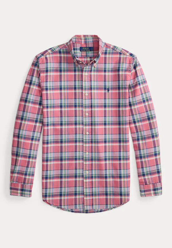 Рубашка оксфордская tattersall, сшитая на заказ Polo Ralph Lauren, Pink/Blue Multi — фото 4