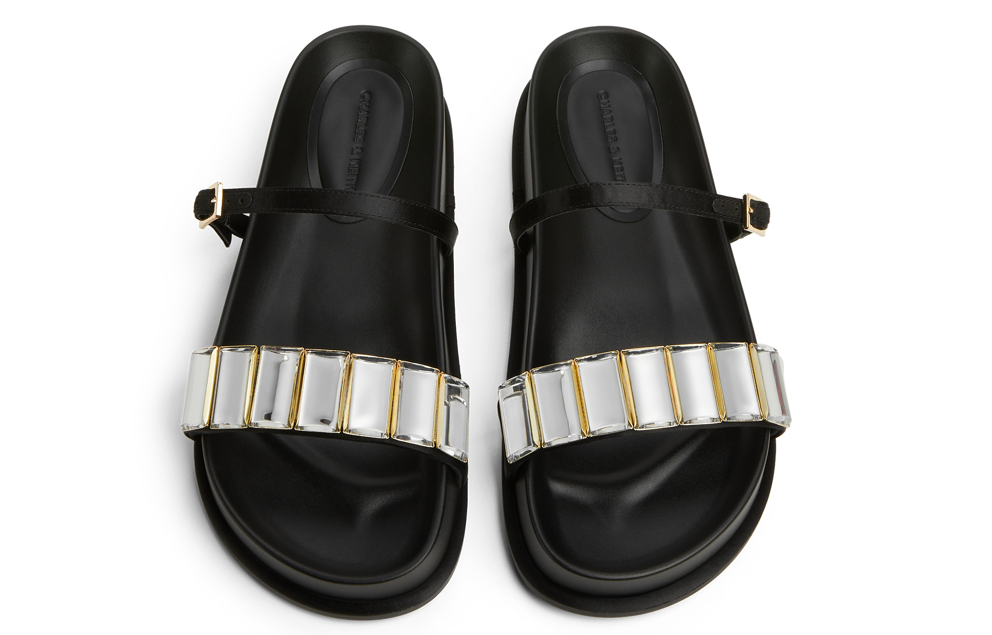 CHARLES&KEITH Скользоустойчивые шлепанцы на платформе 2 см женские BLACK TEXTURED черные текстурные, цвет BLACK TEXTURED Black Textured — фото 3