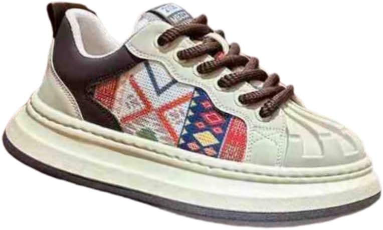 

Мужские спортивные кроссовки на толстой подошве из холщовой ткани с заплатками - подходят для повседневной носки и городского модного образа Hoalox, коричневый