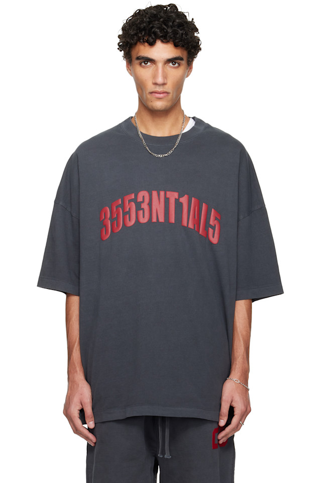 Fear Of God Essentials Серая праздничная футболка "Чикаго" в стиле 90-х